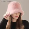 Chapéu de Pescador Chapéu de Inverno Adulto Chapéu de Pele Falsa de Visom Chapéu de Pelúcia Chapéu de Pescador Quente da Moda para Mulheres