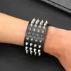 Pulseira Punk Rock Masculina Transfronteiriça com Design de Rebites Pontiagudos Multicamadas Couro PU Não Convencional Pulseira de Feriado Pulseira de Pulso