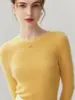 Suéter de cachemira pura listo para usar de primera línea para mujer, cuello redondo capa base 2 nuevos suéteres de punto elegantes de corte ajustado
