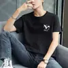 Camiseta masculina de manga curta para o verão, casual slim fit, estampa da moda trendy, top leve de gola redonda, disponível em barracas de rua