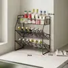 Estante para especias, estante para utensilios de cocina, estante de almacenamiento multicapa de pie para botellas de especias en encimera de cocina, montado en la pared