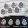 Anel retangular de zircônia grande com furo passante multicolorido, nova caixa mágica de diamante, acessórios de contas para pulseira e colar DIY, liga metálica com furo reto