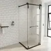Cabina de ducha con puerta corredera interior sin marco, diseño cuadrado minimalista, mampara de cristal corredera interior para uso doméstico, separación de zona seca y húmeda, hecho a medida no estándar