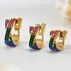 Pendientes Cruzados Europeos y Americanos de Moda Tachonados con Diamantes de Circonia 5A Brillantes, Joyería Elegante y con Estilo, Chapados en Oro Real de 18 Quilates, No se Desvanecen