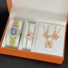 Conjunto de relógio feminino da moda, relógio de quartzo elegante, conjunto de pulseira de joalheria explosiva quente