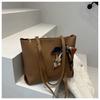 Moda Comercio Exterior Simple Bolso Tote de Gran Capacidad 2025 Nuevo Bufanda de Seda Lichi Decorativo Color Sólido Bolso de Hombro para Mujer