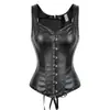 Ropa moldeadora de estilo corte gótico oscuro transfronteriza chaleco de cuero PU corsé punk para mujer corsé de Halloween