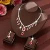 Conjunto de Noiva Europeu e Americano Fashion Cheio de Diamantes, Colar de Diamante em Forma de Gota, Brincos, Conjunto Simples, Acessórios para Vestido de Noiva