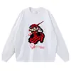Camiseta de manga corta lavada y desgastada, inspirada en el anime, estilo retro americano, negra, corte holgado, top casual oversize