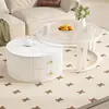 Mesa de Centro, Lujo Ligero, Simple y Moderna, para Sala de Estar, Apartamento Pequeño, Estilo Nórdico, Mesa Auxiliar Redonda Pequeña de Mármol y Roca