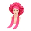 Amazon Transfronterizo Gorro de Noche de Satén para Mujer Gorro de Dormir de Satén de Ala Ancha Sombrero Turbante Cinta de Lazo Sombrero Redondo