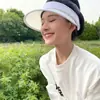 Sombrero de protección solar UV estilo Zhao Lusi para mujer, sombrero solar de seda helada para exteriores de verano, sombrero de ala ancha para proteger la cara, con parte superior abierta