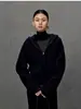 Suéter de punto con capucha y cremallera ROW para mujer, otoño e invierno, estilo holgado y casual, cuello semi-alto, top tipo jersey de manga larga