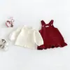 Dianxi Baby Conjunto de Duas Peças Estilo Coreano Simples Manga Longa para Meninas Outono Novo Elegante Macacão Saia de Bolinhas
