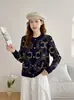 Moda Coreana Nova Estilo Primavera e Outono Transfronteiriço Suéter Inspirado em Chanel Top de Tricô Jacquard com Gola Redonda Casaco Cardigan de Tricô Feminino