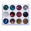 Caja de Papel con Diseño Hueco Rellena de Polvo de Brillo para Uñas, 12 Colores de Polvo Fino Láser, Lentejuelas con Brillo Degradado Iridiscente para Decoraciones de Uñas