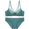 Lencería sexy de encaje de comercio exterior más vendida, ultrafina y transpirable, diseñada para hacer que los senos grandes parezcan más pequeños, prevenir la flacidez y proporcionar soporte - un conjunto de sujetador para mujer