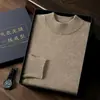 Suéter de cachemira amigable con la piel para hombres de mediana edad y jóvenes, cuello semialto, listo para usar, tejido sin costuras, capa base casual de alta gama