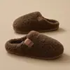 Pantuflas de Piel Jie Liya Estilo Invierno Hogar Interior Ligeras Antideslizantes Silenciosas Cálidas de Felpa Algodón para Mujeres para Usar Afuera en Invierno