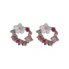 Brincos de pérola com flor de diamante vazada de agulha de prata para mulheres, moda simples, frescos, personalidade, joia de orelha versátil