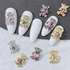 Joyería de uñas con diseño de oso de diamantes de imitación, celebración de Internet, súper llamativo, decoración de uñas con oso de diamantes.