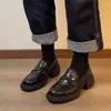 Mocasines gruesos de piel de oveja estilo británico para mujer, zapatos casuales sin cordones, zapatos planos versátiles, estilo preppy, zapatos para uniforme JK