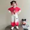 Conjunto de Niña Primavera y Otoño Nuevo Estilo Sudadera de Manga Larga Infantil Ropa de Otoño Niña Pequeña Ropa Infantil Degradado Dibujos Animados Moda Conjunto de Dos Piezas