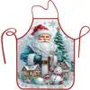 Nuevo delantal navideño transfronterizo, delantal de cocina navideño con estampado de muñeco de nieve, decoración de ambiente para fiesta navideña