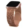 Adecuado para Correas de Apple Watch Iwatchs11/12 Correas de Reloj de Silicona Impresas y Grabadas Iwatchs9876Se Pulsera con Estampado de Leopardo