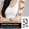 Adesivo de Tatuagem Colorido Borboleta Preto Cinza Cruzado para Braço de Meninas Costas da Mão Clavícula Peito Ombro Estilo Europeu À Prova d'Água