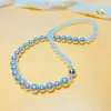 Colar de pérolas com gradiente em prata S925 nicho retrô elegante moderno corrente de suéter branco australiano tahidi presente feminino