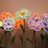 Flores Artificiais Grandes Emissoras de Luz LED para Exibição em Shopping, Flores Decorativas Grandes para Montagem de Cenário de Casamento, Flores Artificiais de Peônia