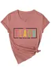 Enséñales a ser amables Amazon Wish Sitio Independiente Camiseta Casual y Cómoda de Mujer con Cuello en V y Mangas Cortas