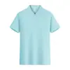 Camisa Polo Verão 2025 Fresca Respirável Cor Sólida Gola Polo Popular Manga Curta Camiseta Unissex Versátil