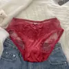 Venta de liquidación: Ropa Interior Fina para Mujer, Encaje Sexy, Malla Transpirable, Moño, Diseño Hueco, Triángulo de Cintura Baja, Deseo Puro