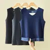 Chaleco Térmico Antiestático de Lana y Seda para Hombre, Protección Trasera y Abdominal con Parche para Mujer, Chaleco Capa Base Otoño e Invierno, Control de Abdomen para Mujer