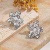 Aretes de Acero Inoxidable Acero de Titanio Oro de 18K Flor Perla Aretes de Clip Estilo Europeo Americano Joyería de Oreja Moderna Minimalista de Lujo Ligero