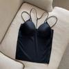 Camisola con cuello en V para mujer, n.° 570, con explosiones en vivo, de seda helada, sexy, con cinturón cruzado y almohadilla para el pecho, ropa interior con base para la espalda.