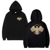 Talla Europea TransfronterizaSudadera Negra Estilo Harajuku Otoño e Invierno con Estampado de Águila por Ambos Lados para Hombres y Mujeres
