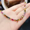 Venta al por mayor de fábrica Popular Pulsera de Turmalina Natural con Incrustaciones de Plata S925 Piedra Principal 4*6 Joyería de Lujo Venta Directa de Fábrica