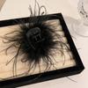 Pinza de plumas negras para mujer, pinza de tiburón de peluche de alta calidad, horquilla de pelo de avestruz, media horquilla, accesorios para la cabeza en la parte posterior de otoño e invierno