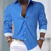 Moda Transfronteriza 2026 Camisa Cardigan de Manga Larga para Hombre Estampado 3D Rayas Simples Top Casual de Negocios