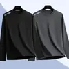 Camiseta de manga larga de otoño, capa base talla grande, cuello redondo para hombre, top simple y holgado, estilo coreano, camiseta estampada de moda