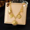 Nuevo Popular Collar con Accesorios de Estilo Chino con Múltiples Colgantes, Joyería de Acero Inoxidable Chapada en Oro con Forma de Girasol y Corazón Vintage