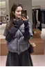 Chaqueta corta de algodón tejida con retazos y cuello alto estilo coreano para mujer, nueva colección de invierno 2026, prenda exterior tipo chaleco acolchado de alta gama
