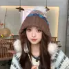Gorro de Lana Tejido Estilo Fair Isle para Mujer en Otoño e Invierno Protección Cálida para los Oídos Gorro con Bola de Pelo Resistente al Frío para Exteriores Gorro de Punto Lei Feng