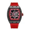 Marca Zido Moda Casual Dominante Completamente Automático Cuarzo Hueco Luminoso Resistente al Agua Guerrero Negro 1707 Reloj de Pulsera para Hombre