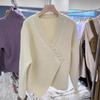 Suéter Nuevo Otoño e Invierno 2022 para Mujer Estilo Coreano Diseño Holgado Cuello en V Styky Reductor de Edad Cárdigan Tejido Chic Top