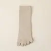 Calcetines de caña media de cinco dedos para mujer, calcetines con dedos absorbentes de sudor para primavera y otoño, calcetines de color liso estilo japonés, calcetines finos de caña media para verano