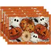 Manteles individuales de calabaza y fantasma de Halloween transfronterizos para decoración de fiestas en casa, manteles individuales y servilletas divertidos y aterradores de fantasma